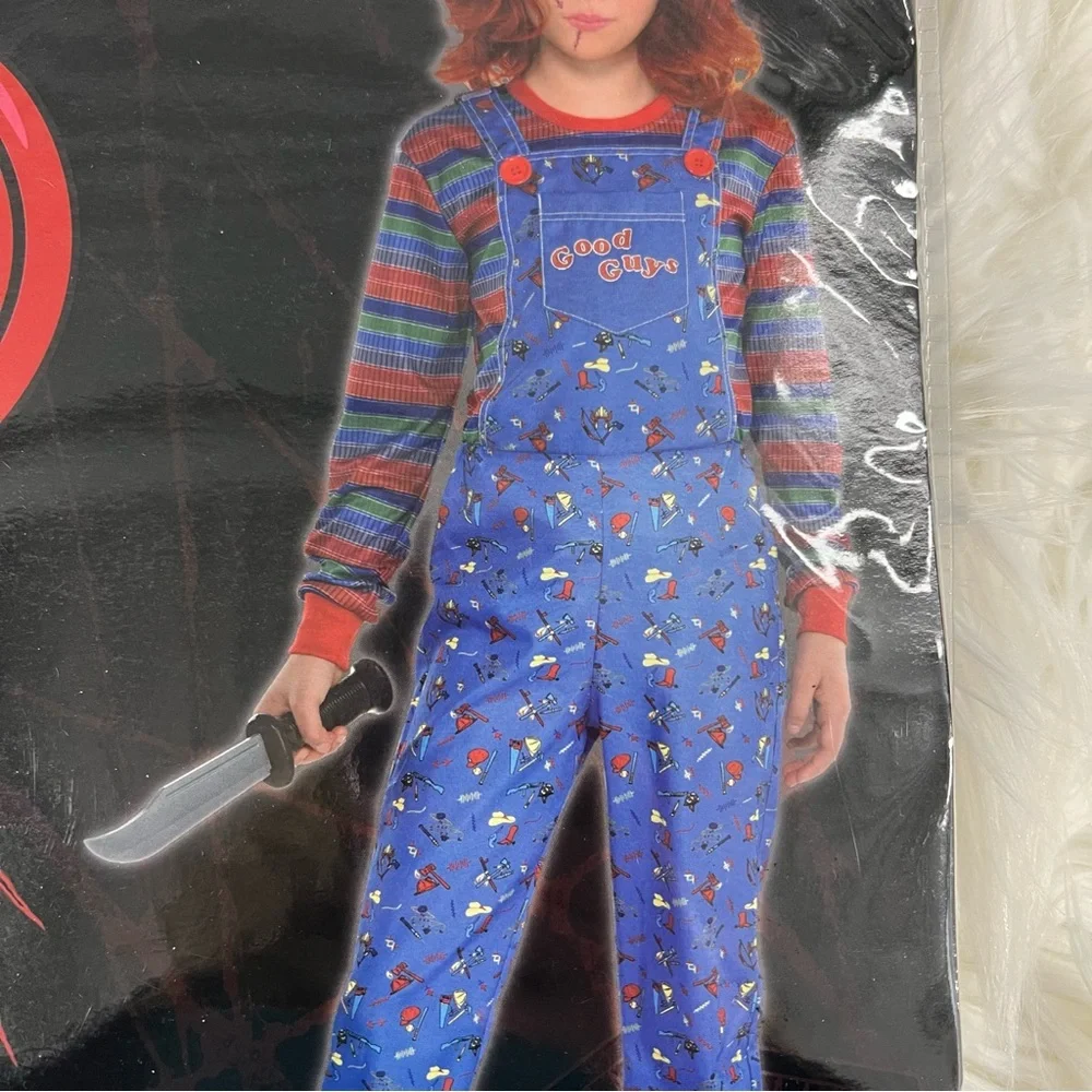 Chucky Kids Costume - Blue Jumpsuit M 8-10 XL 14-16